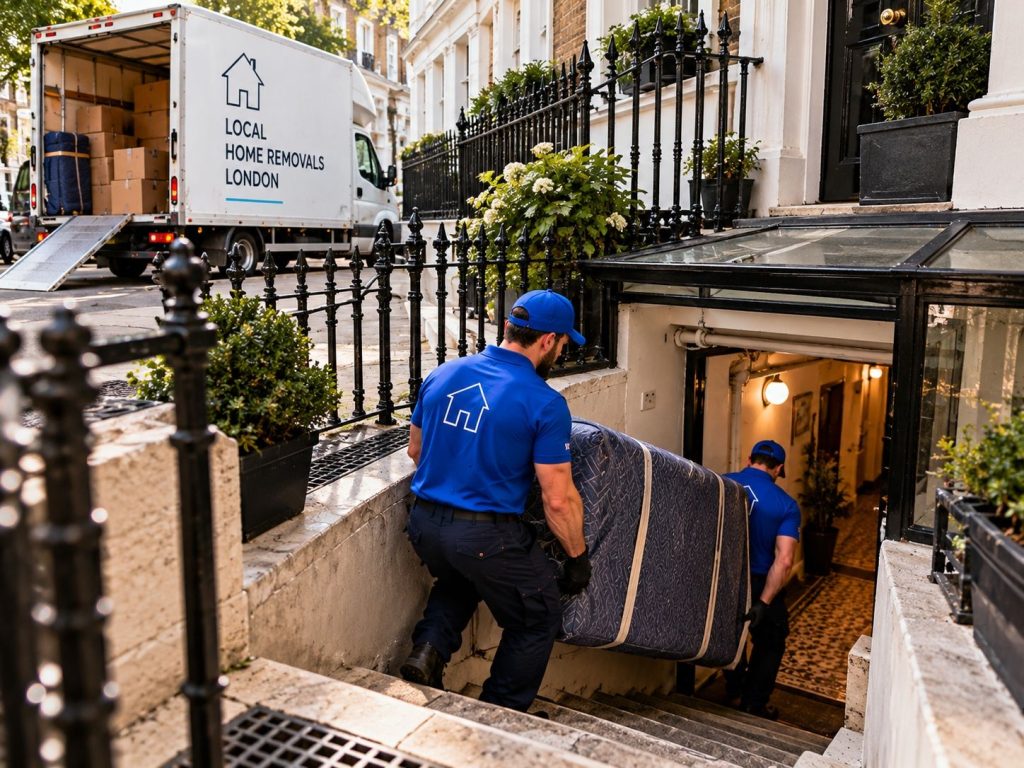 removal van london moving furniture from basement flat lightwell